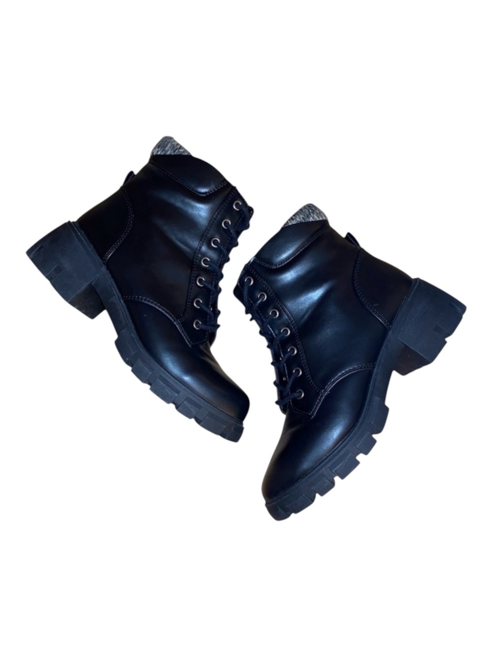 MILOCACA Utility Combat Platform Ankle Lace Up Side Zip Boots Black Size 10M